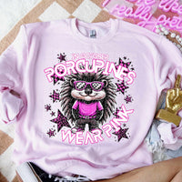 In October porcupines wear pink mascot 60004 DTF transfer