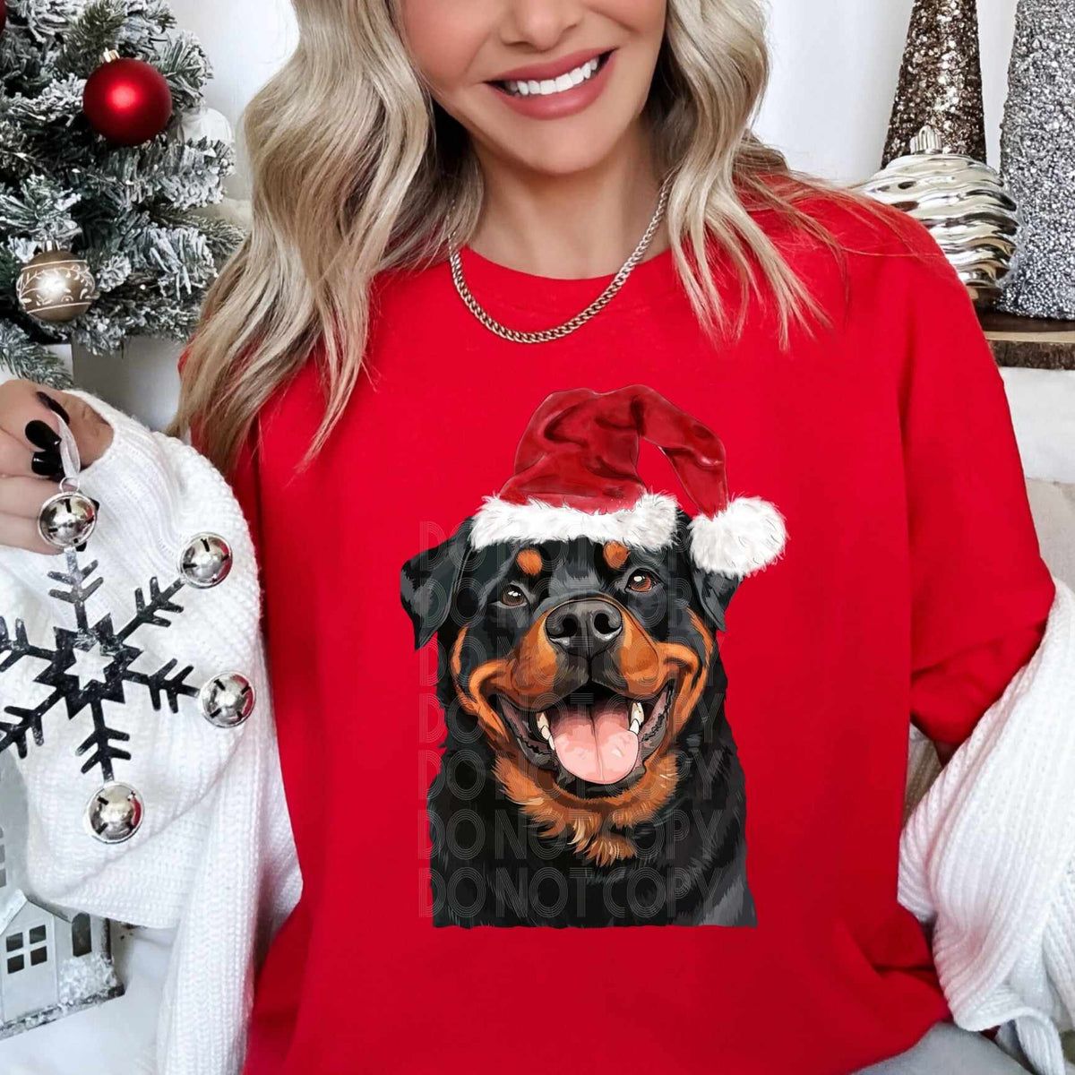 Rottie with Santa hat (SSD) 58678 DTF transfer
