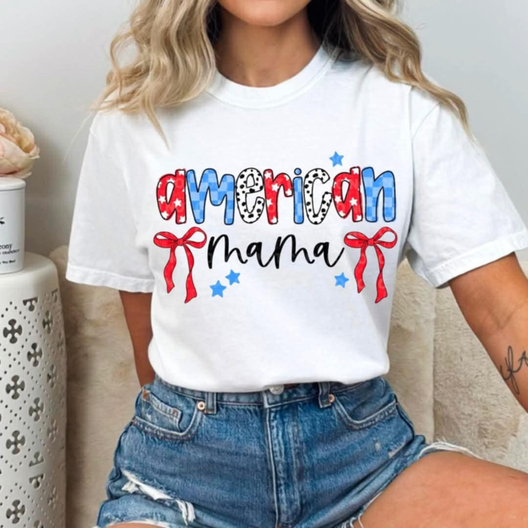 American mama red bows (CMD) 96168 DTF transfer