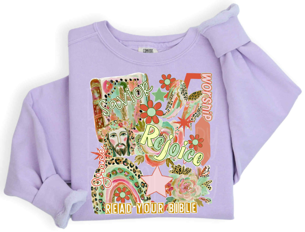 Rejoice Savior Jesus collage EXCLUSIVE DTF transfer