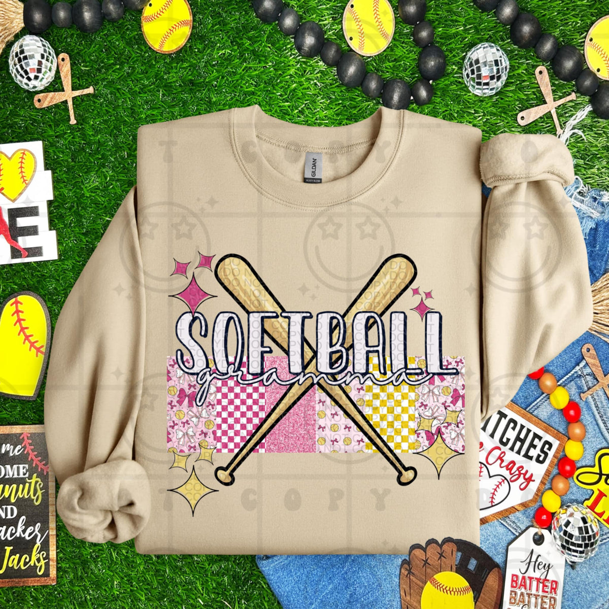 Softball Gramma pink and yellow (HW) 93249 DTF transfer
