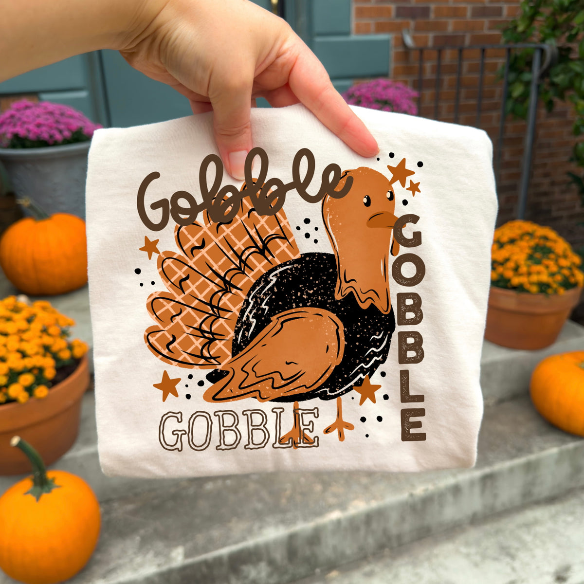 Gobble gobble gobble turkey black vest  Sunday Special DTF transfer