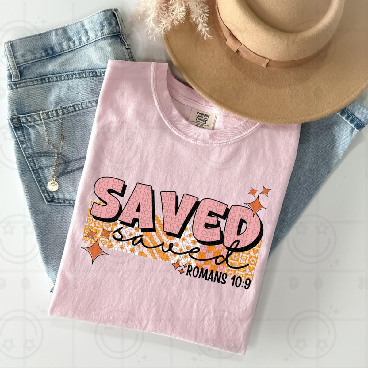Saved pink and orange (HW) 93478 DTF transfer