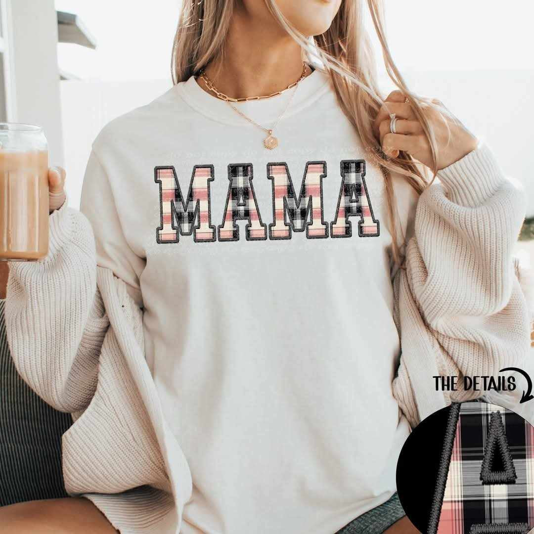 Mama pink plaid (TTD) 84452 DTF transfer