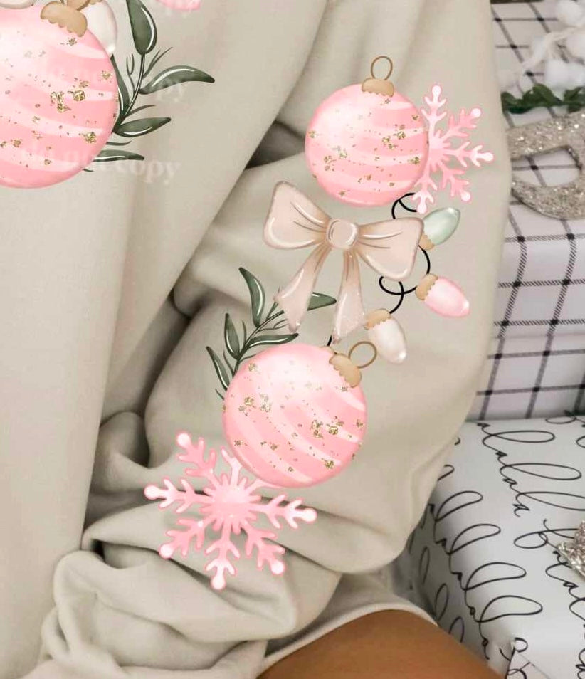 Merry Christmas ornaments PINK sleeve (CSC) 62391 DTF transfer