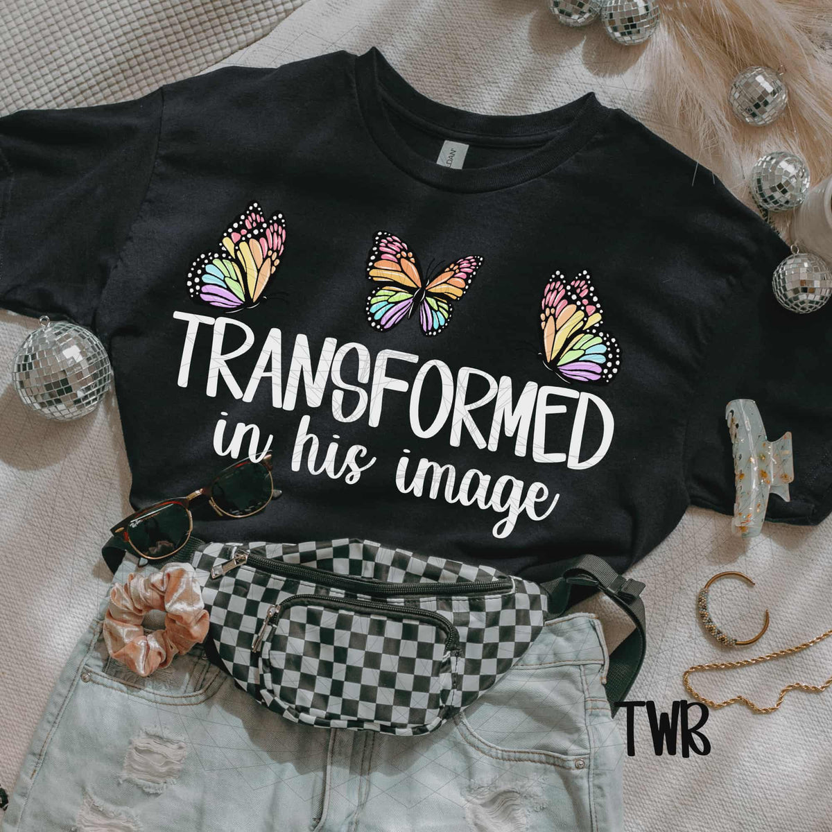 Transformed in his image butterflies white (SSD) DTF TRANSFER