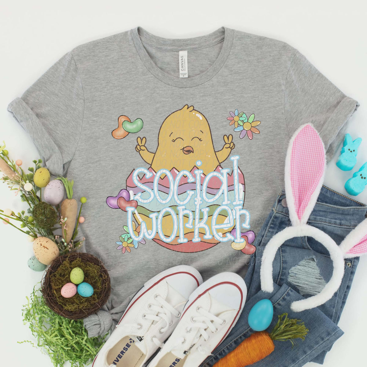 Social workerpastel egg with chick (City) DTF transfer