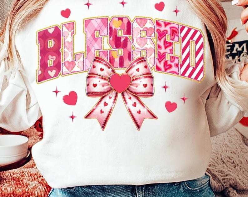 Blessed valentine font 75875 DTF transfer
