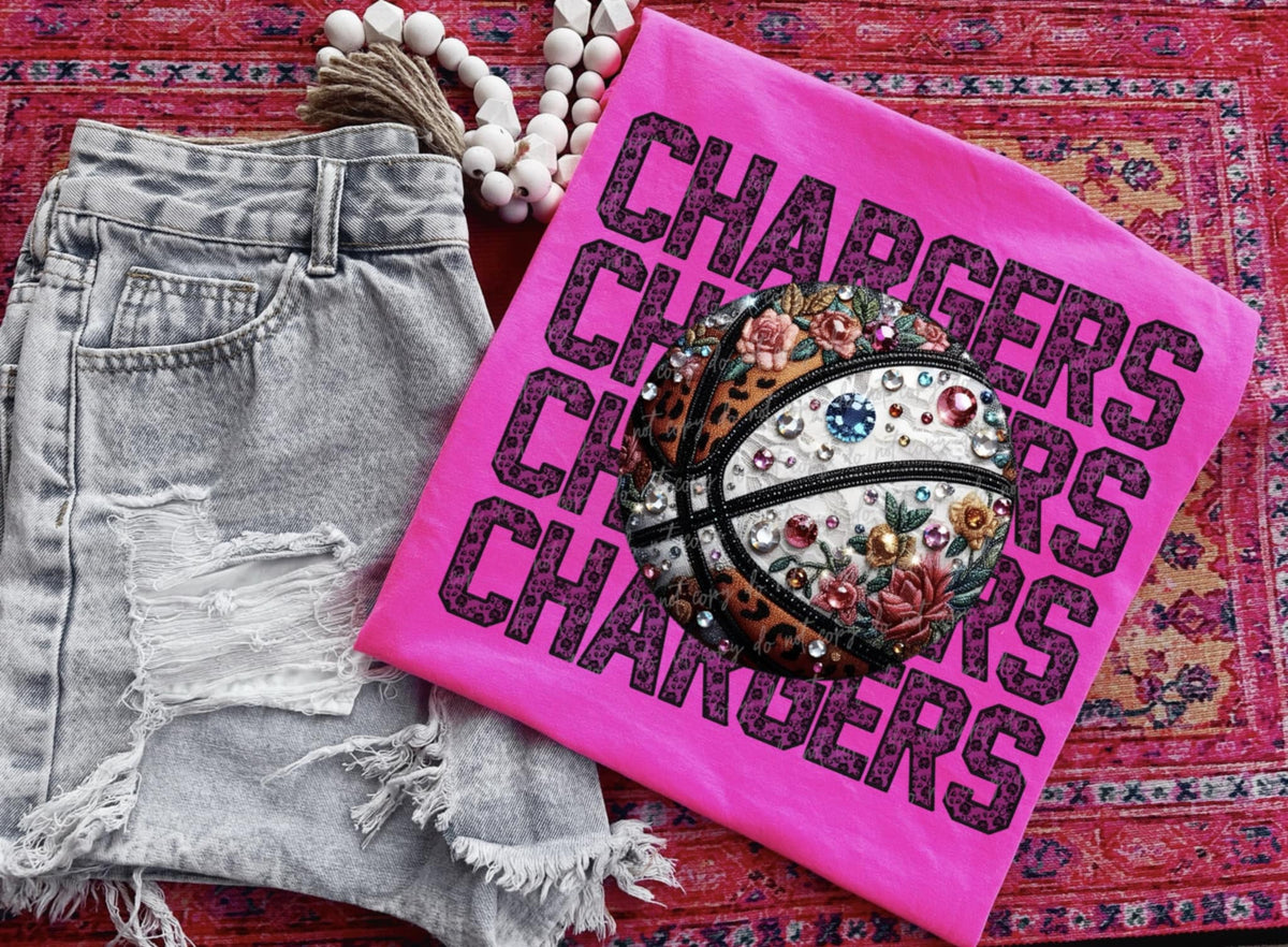Chargers bedazzled basketball (VIRGO) 94424 DTF transfer