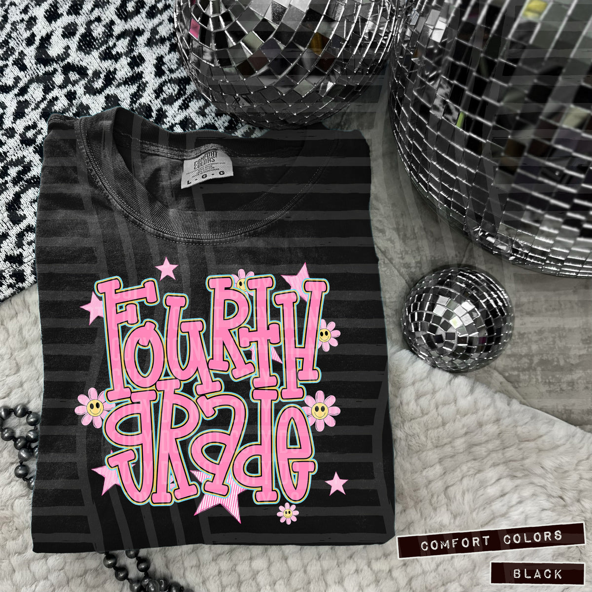 Fourth Grade Pink Flowers And Stars 104959 DTF transfer