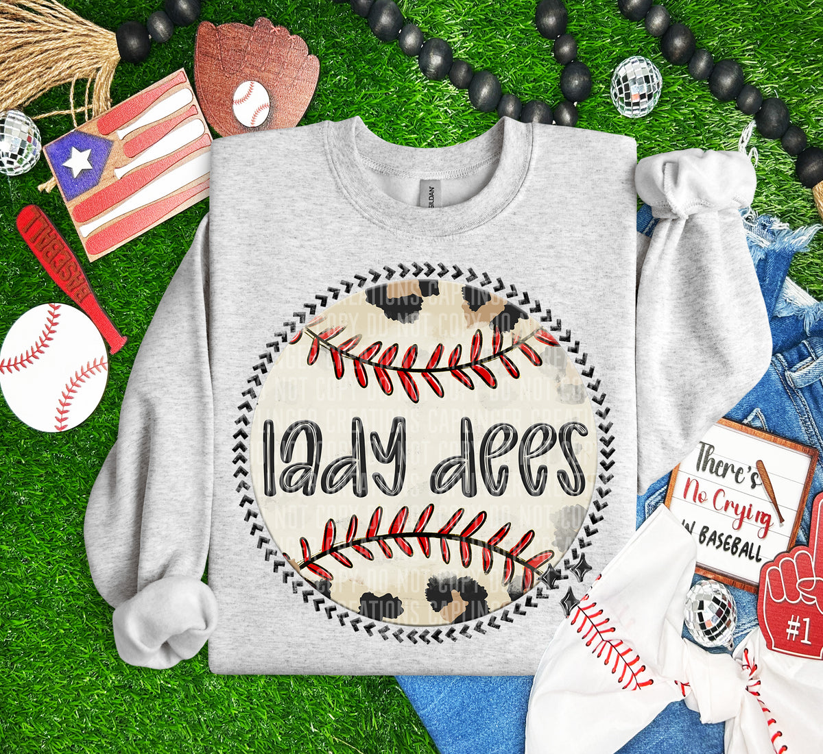 Lady Dees baseball background (Caplinger) DTF transfer