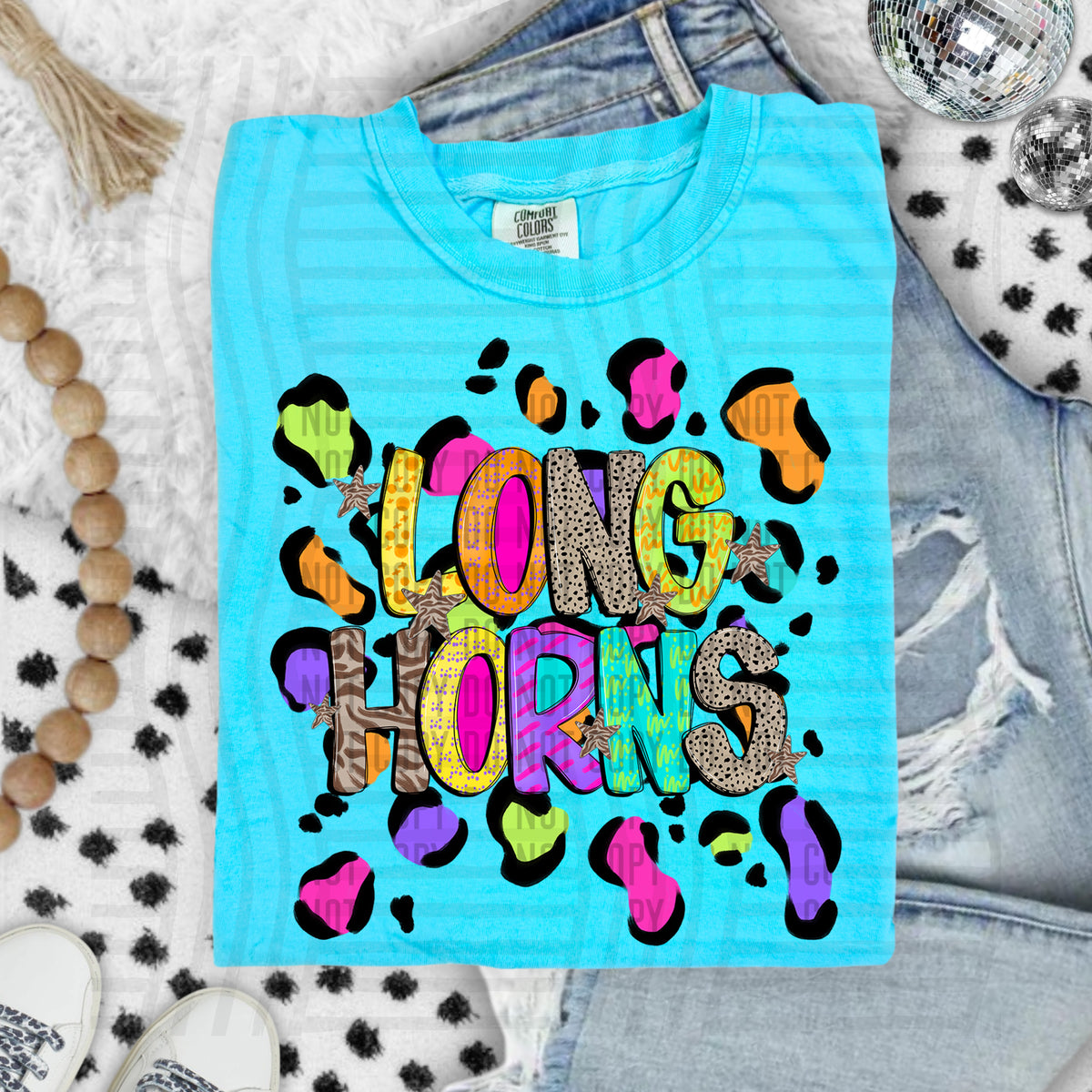 Longhorns Funky Mix Up Leopard Mascot (Caplinger) DTF transfer