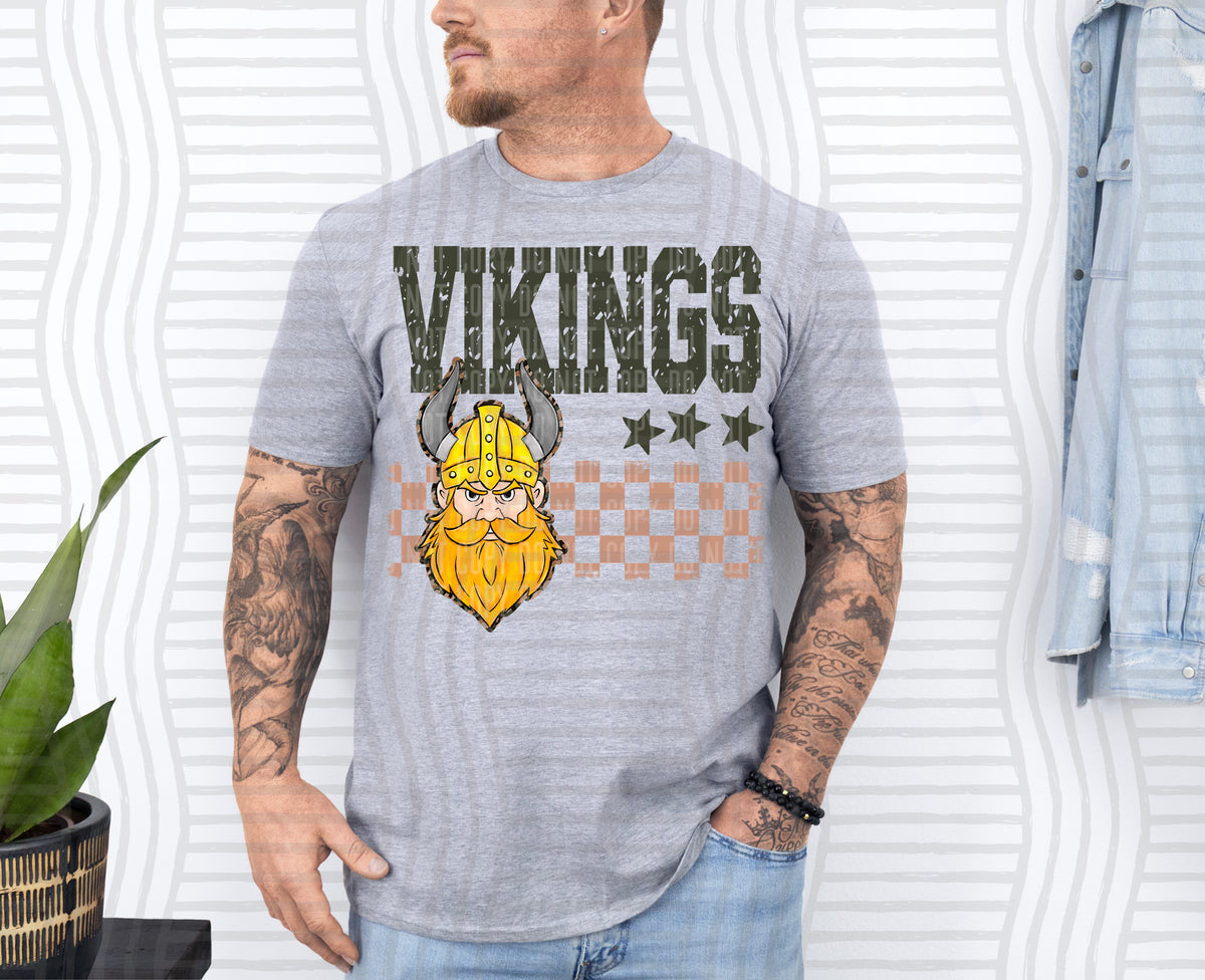 Vikings Yellow Tan Checker (Caplinger) DTF Transfers