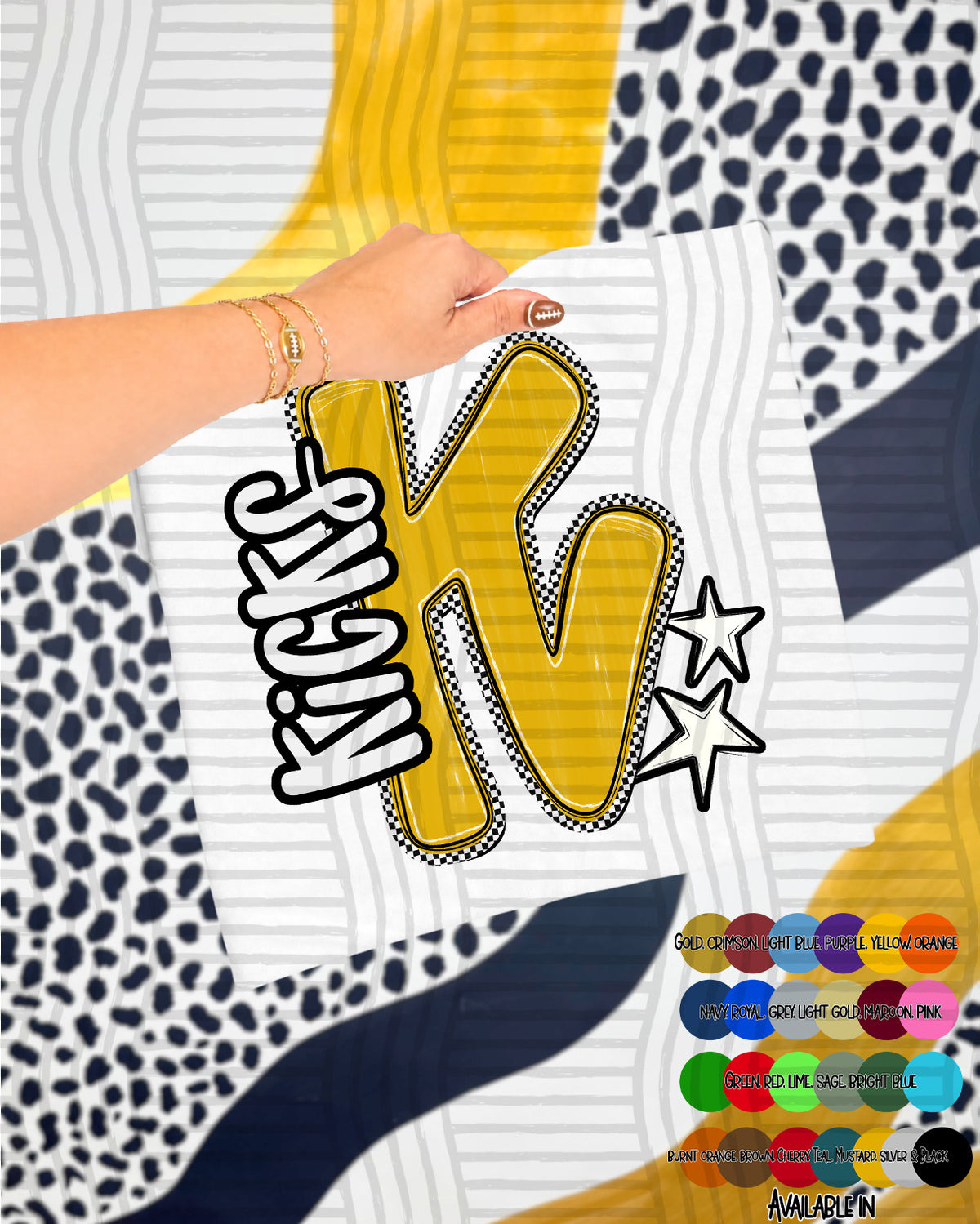 Kicks Checker Crush Yellow (Caplinger) DTF transfer