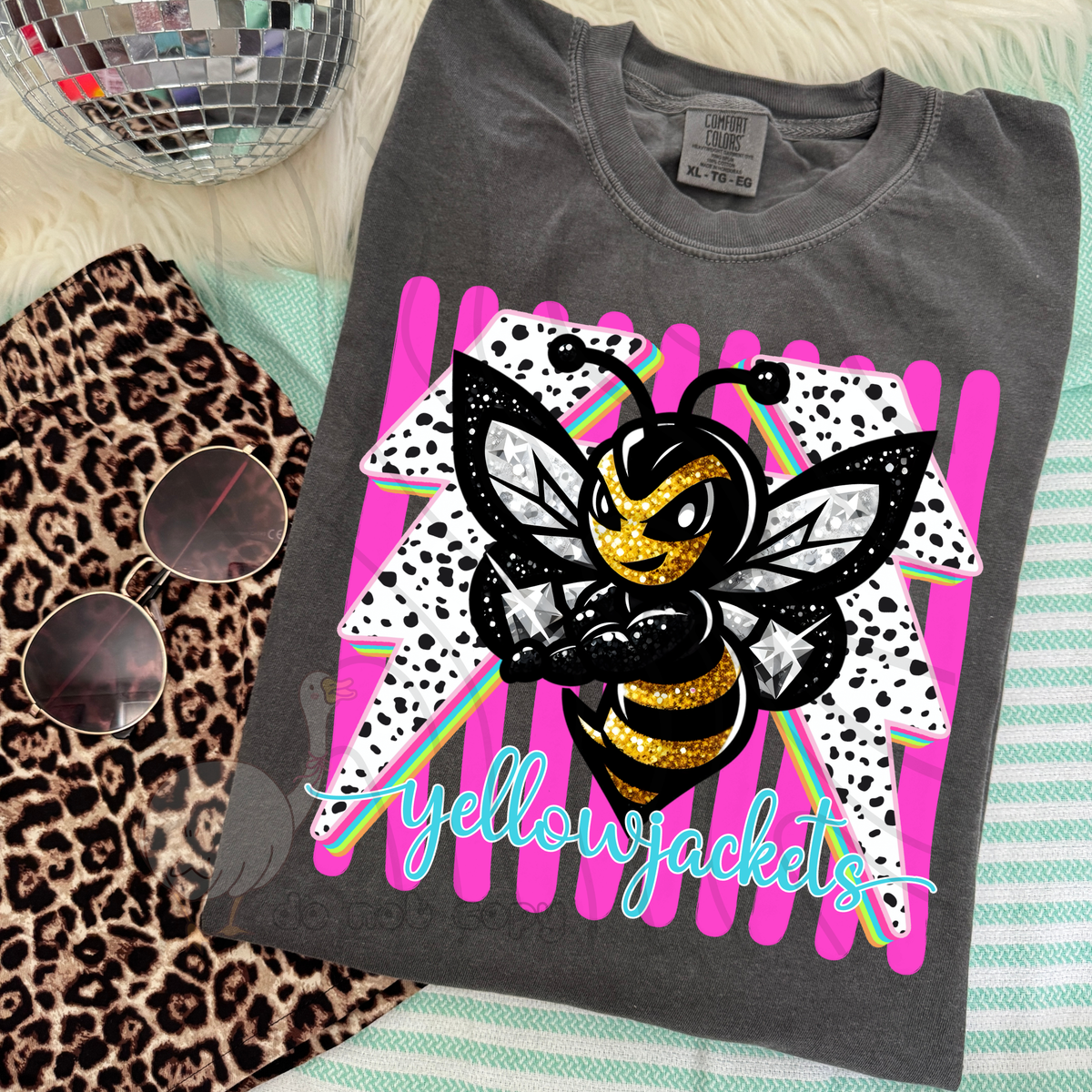 Yellowjackets Preppy Bling Mascot (DKDBK) DTF transfer