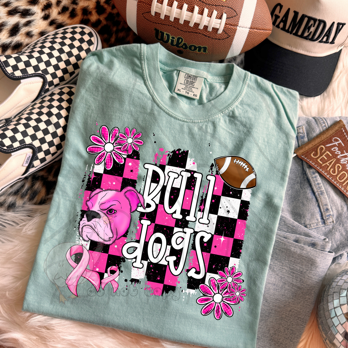 Bulldogs Pink Checker Mascot (DKD) DTF Transfers