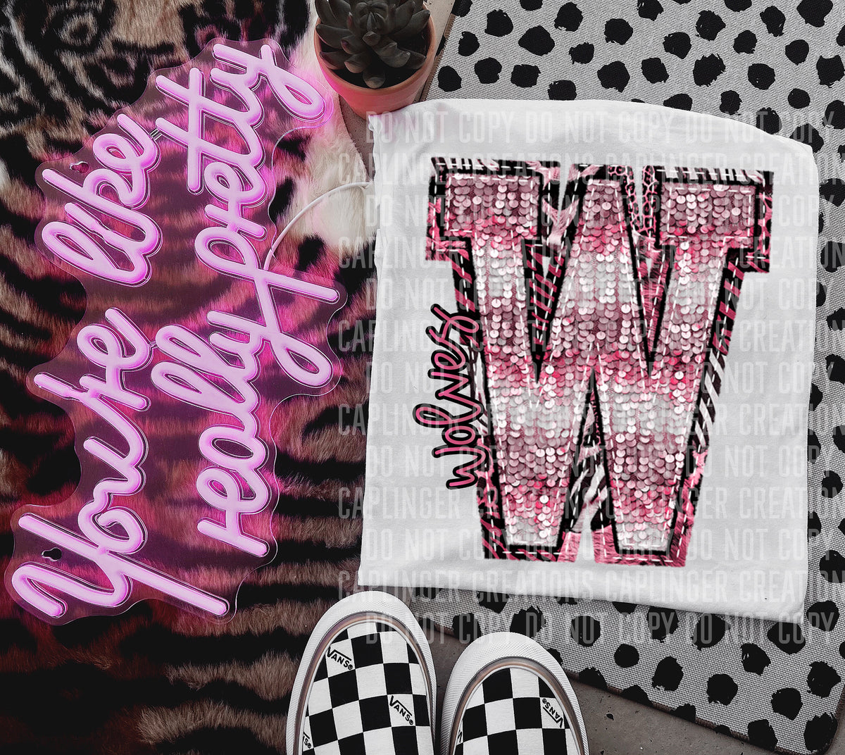 Wolves wild and pink (Caplinger) DTF transfer