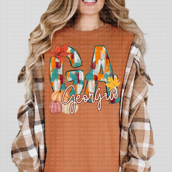 GA Georgia Fall Watercolor 59780 DTF Transfer
