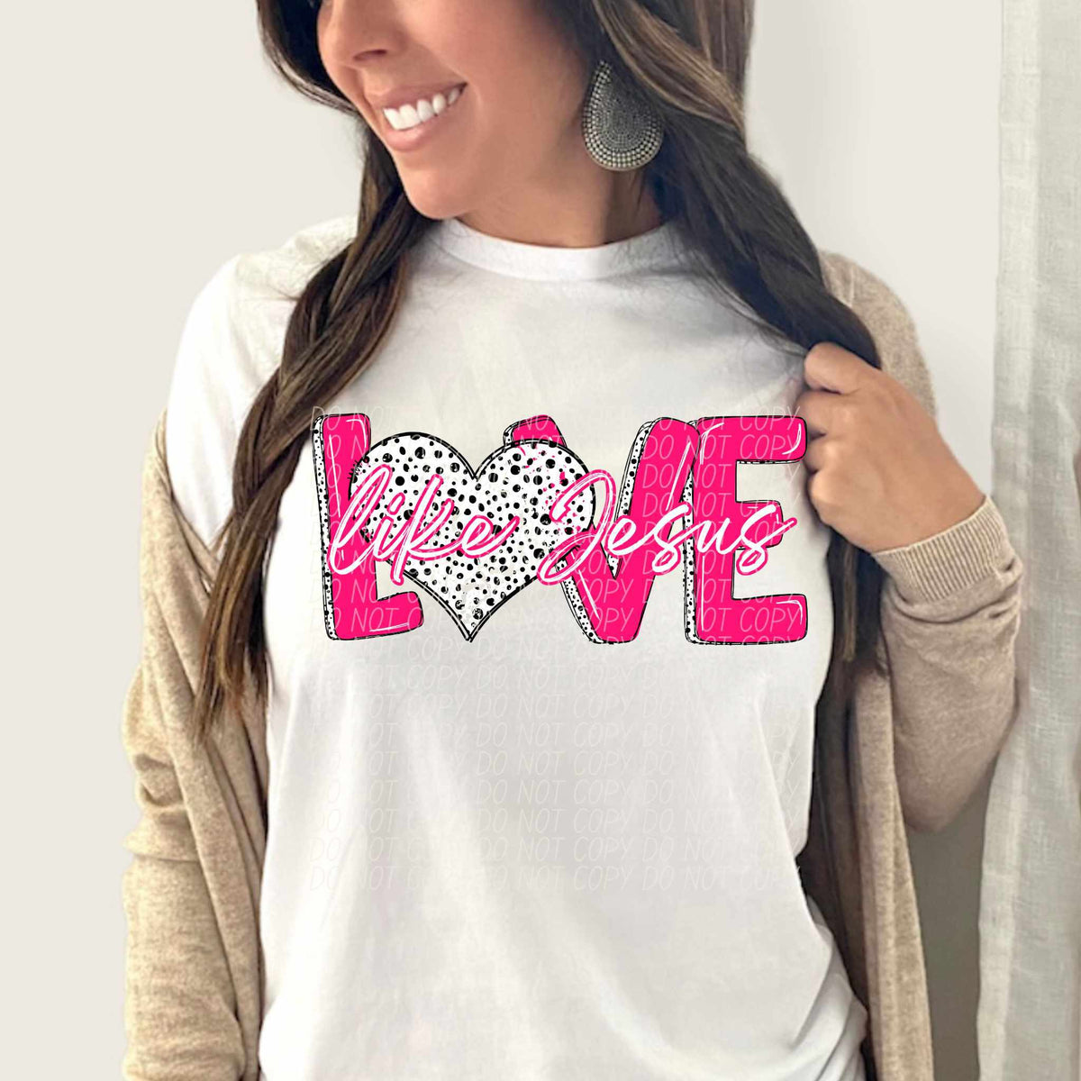 Love like Jesus pink outline (CITY) 75753 DTF transfer