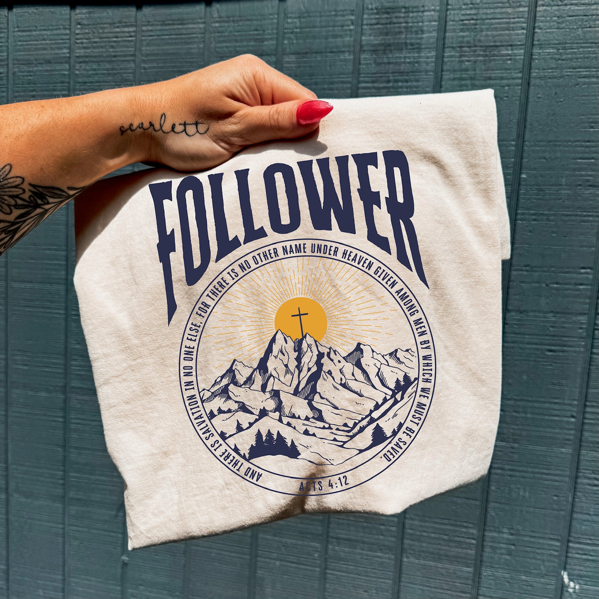 Follower mountains circle (navy) DTF Transfer