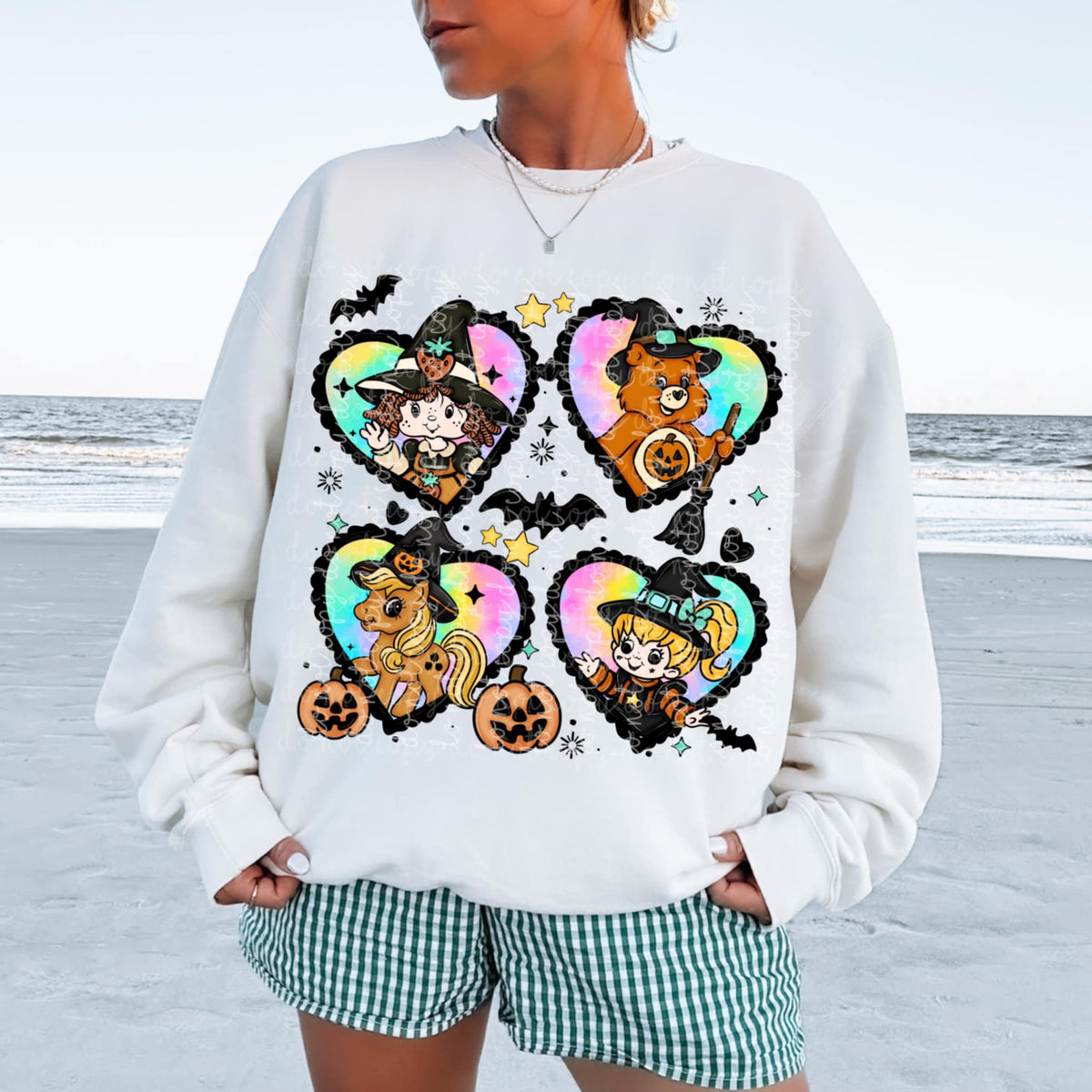 Black Heart Frames RAINBOW with bears and girls DTF transfer