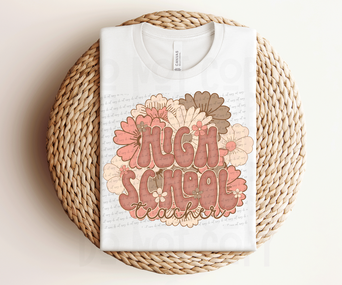 High School teacher (pastel florals) 30870 DTF transfer