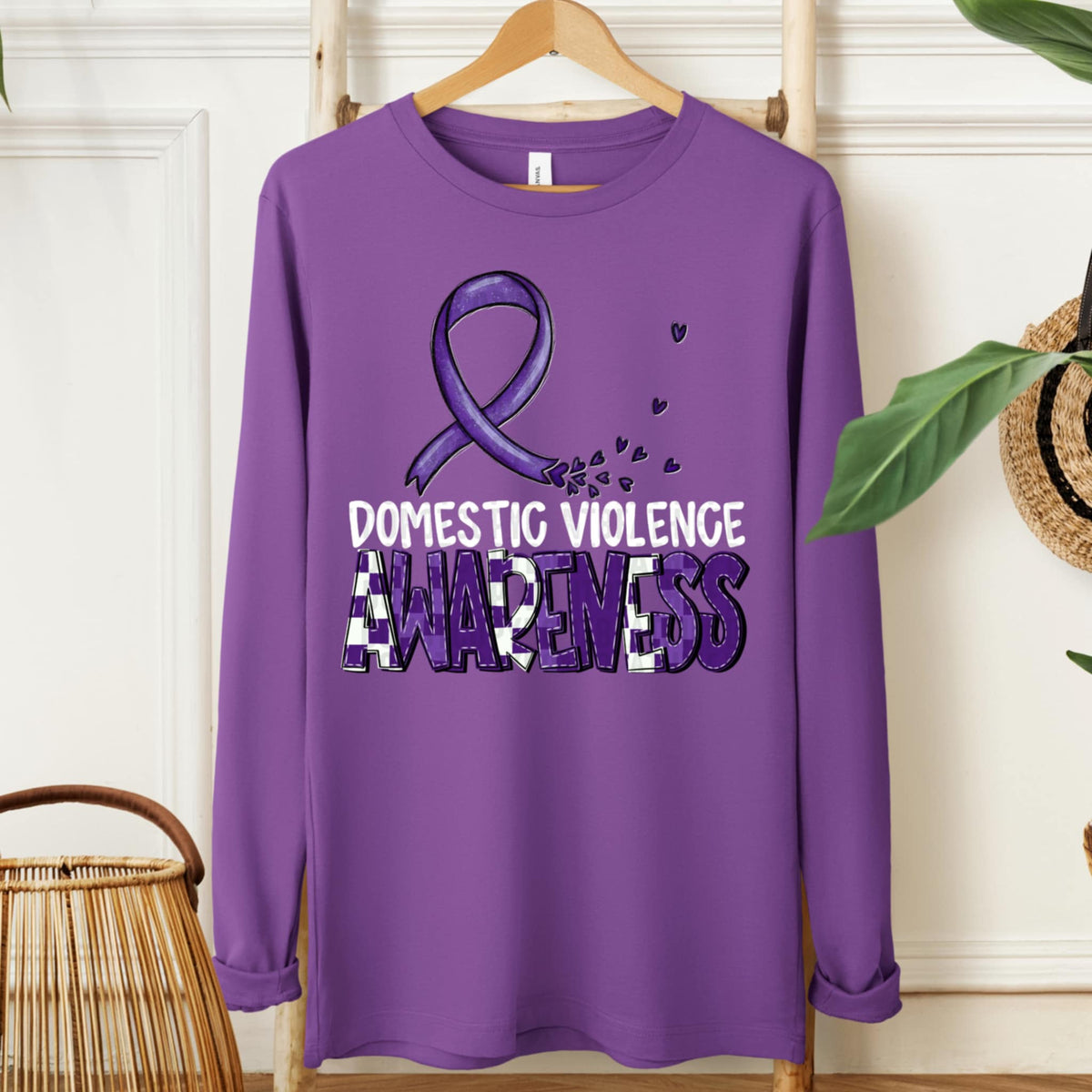Domestic violence awareness ribbon WHITE FONT (SDD) 107731 DTF transfer