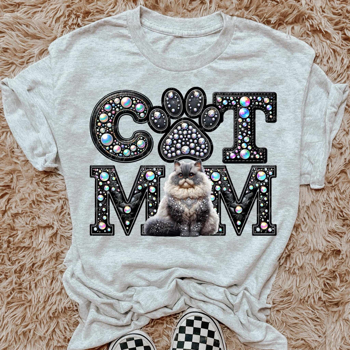 Himalayan Cat mom rhinestone 49191 DTF transfer