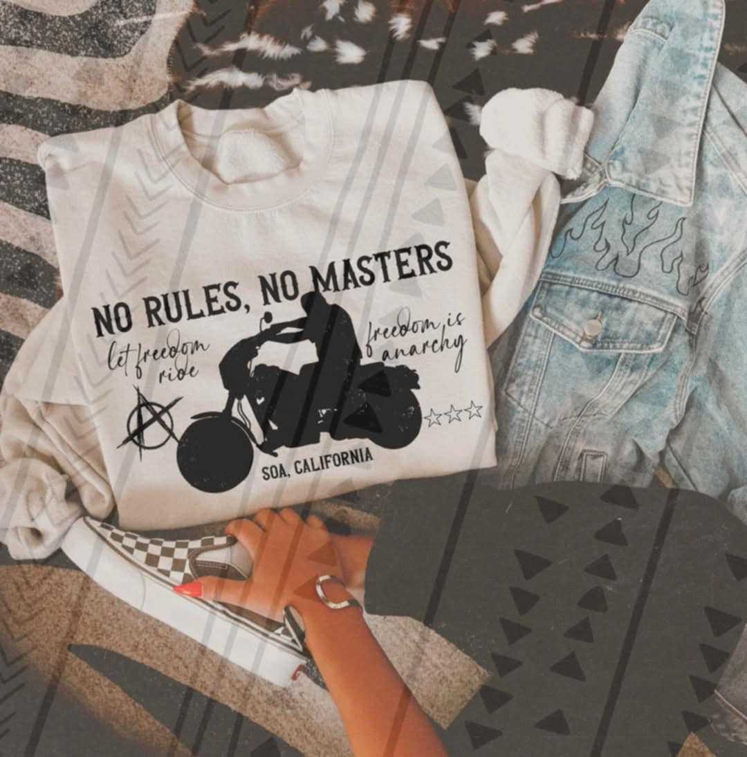 No rules no masters motorcycle (TGG) 92478 DTF transfer