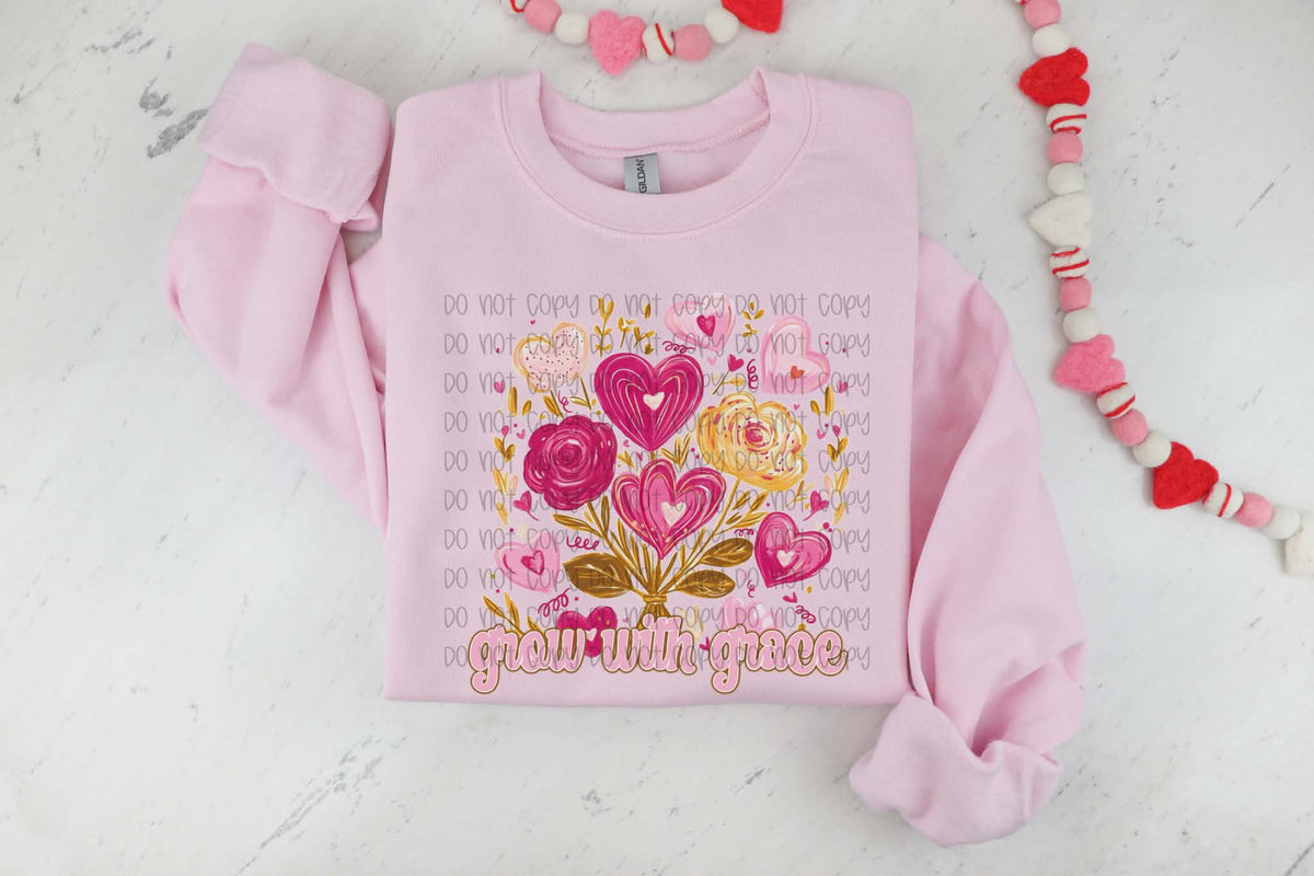 Grow with grace heart flowers (SSD) DTF transfer