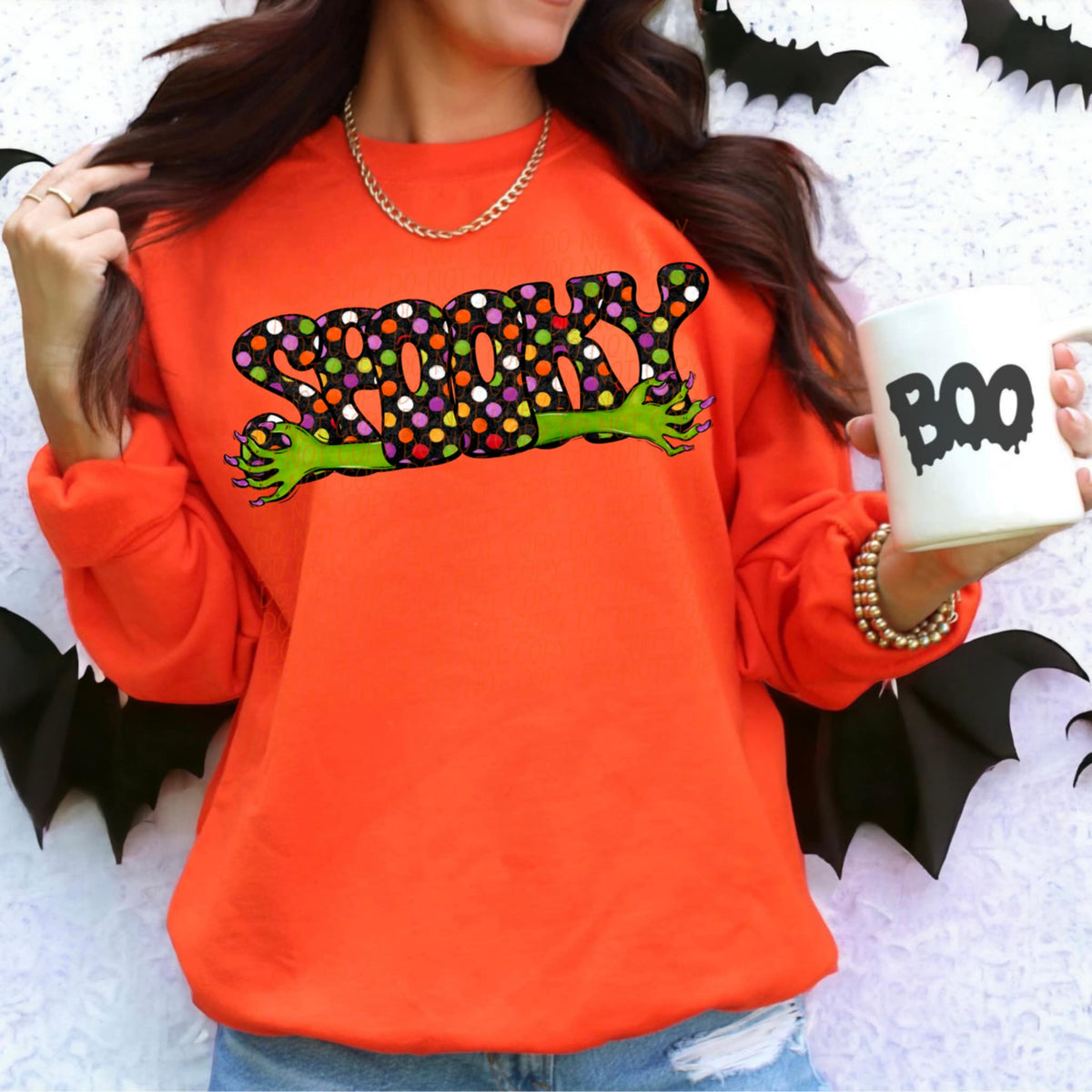 Spooky polka dot zombie hands (city) DTF transfer