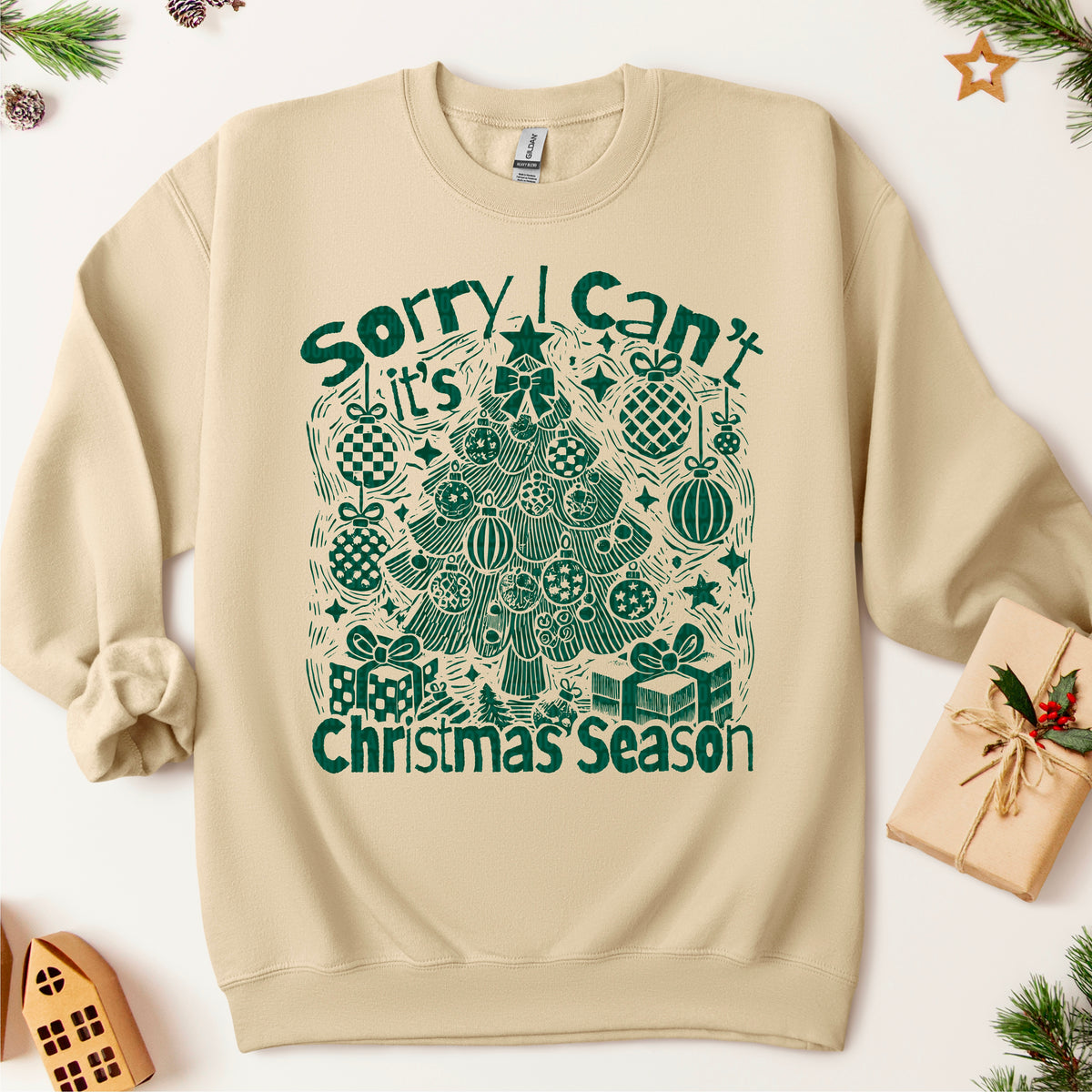 Sorry I Can’t It’s Christmas tree GREEN 116683 DTF transfer