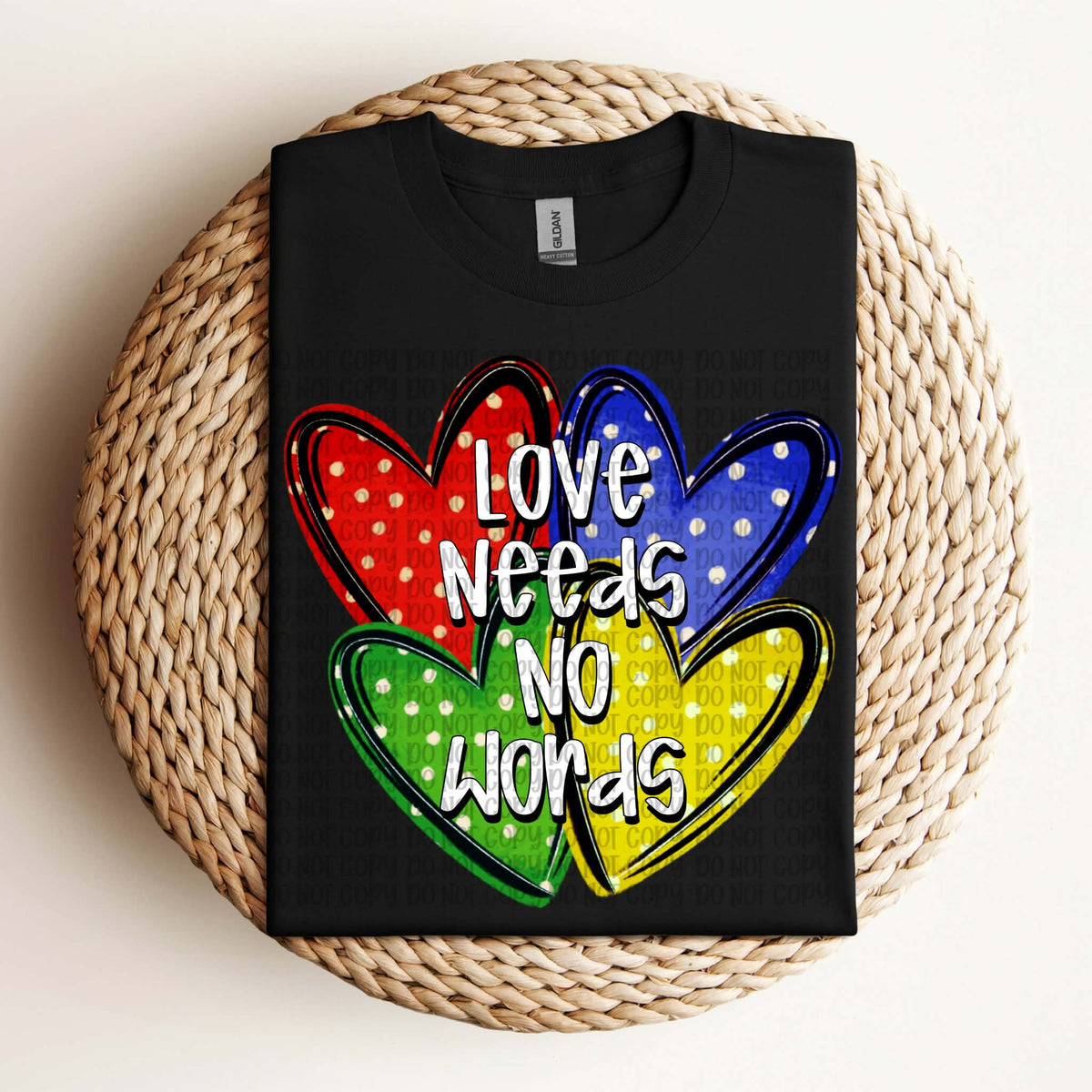 Love needs no words autism hearts DTF transfer