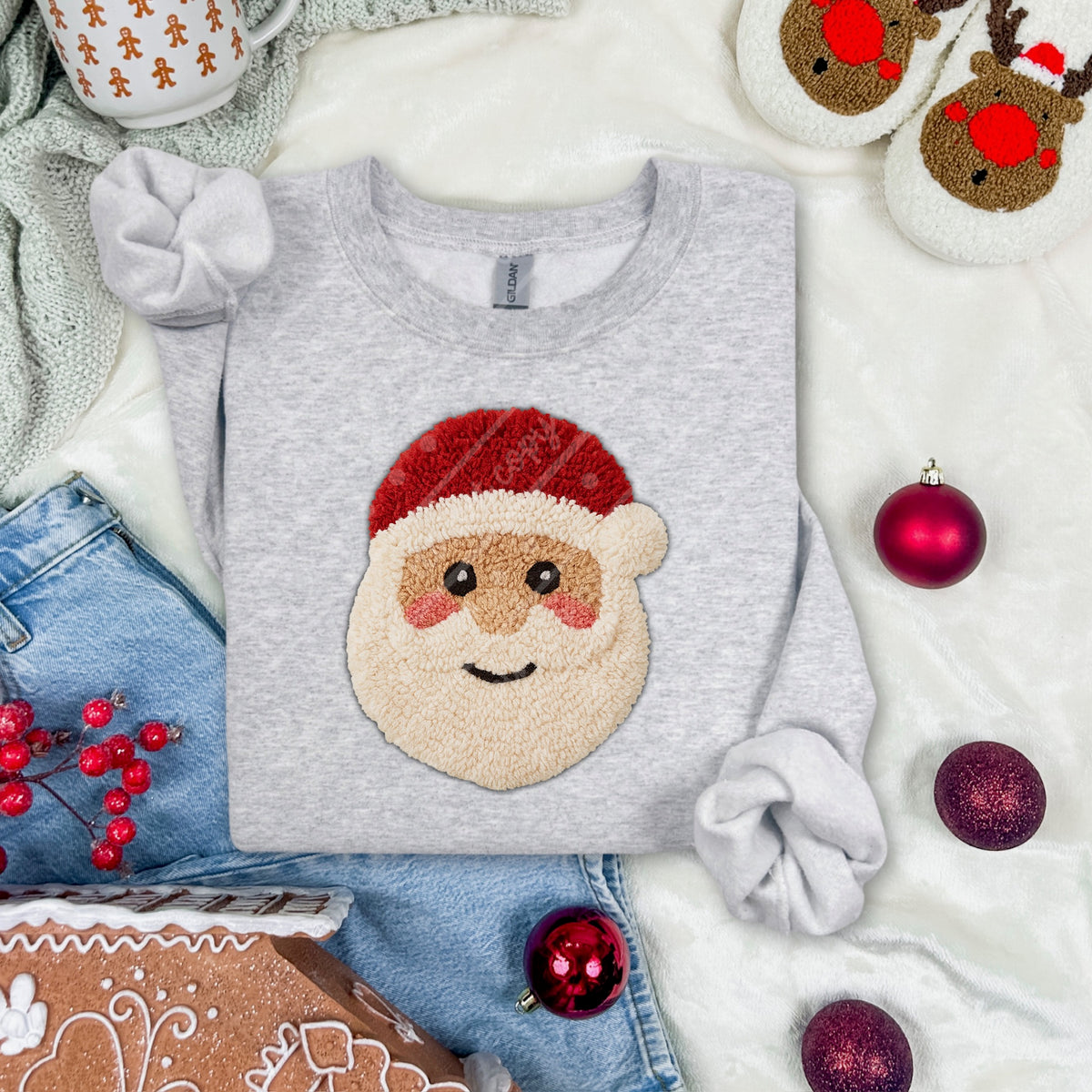 Faux yarn Santa lighter skin tone (scarlow) DTF transfer