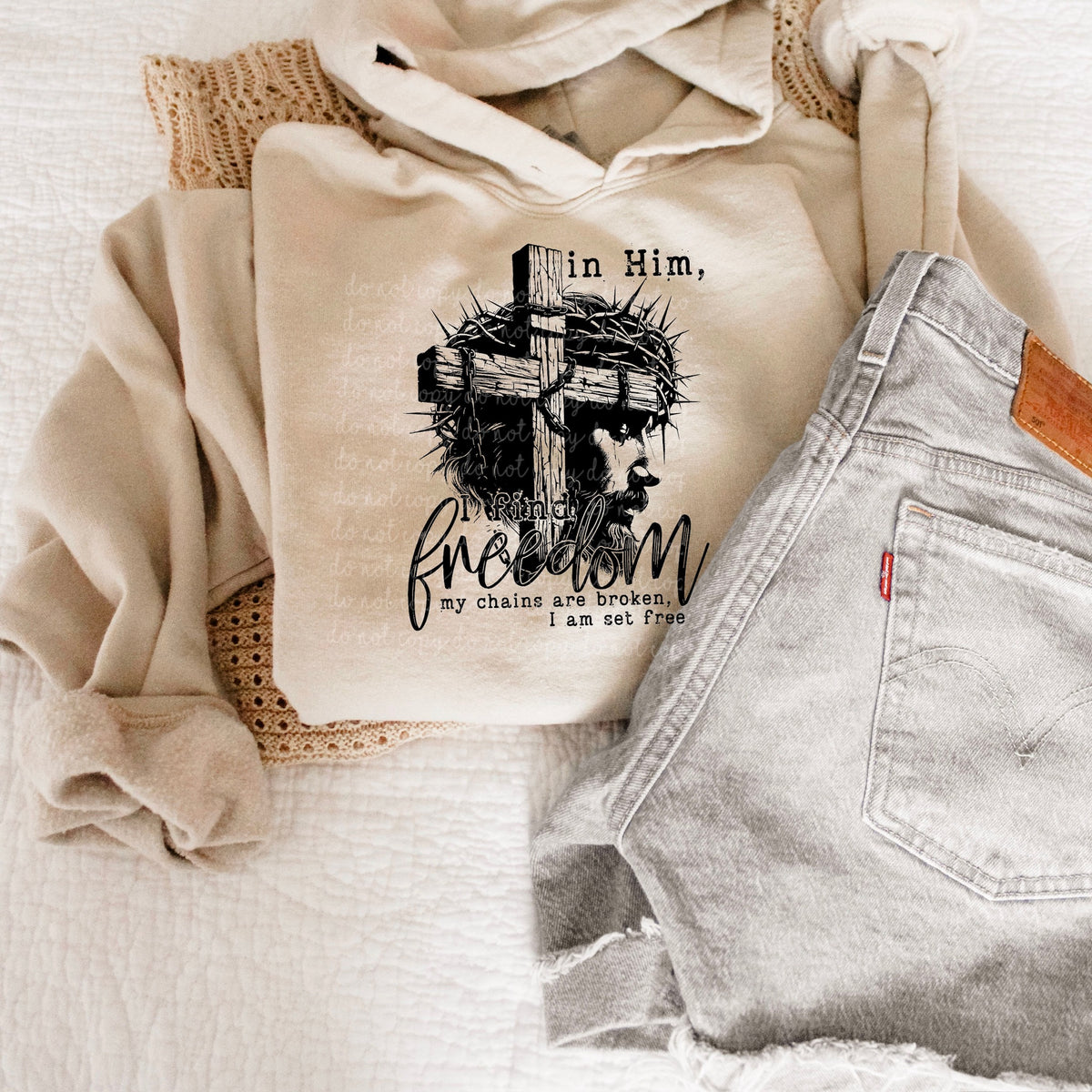 In him I find freedom cross BLACK 115475 DTF Transfer