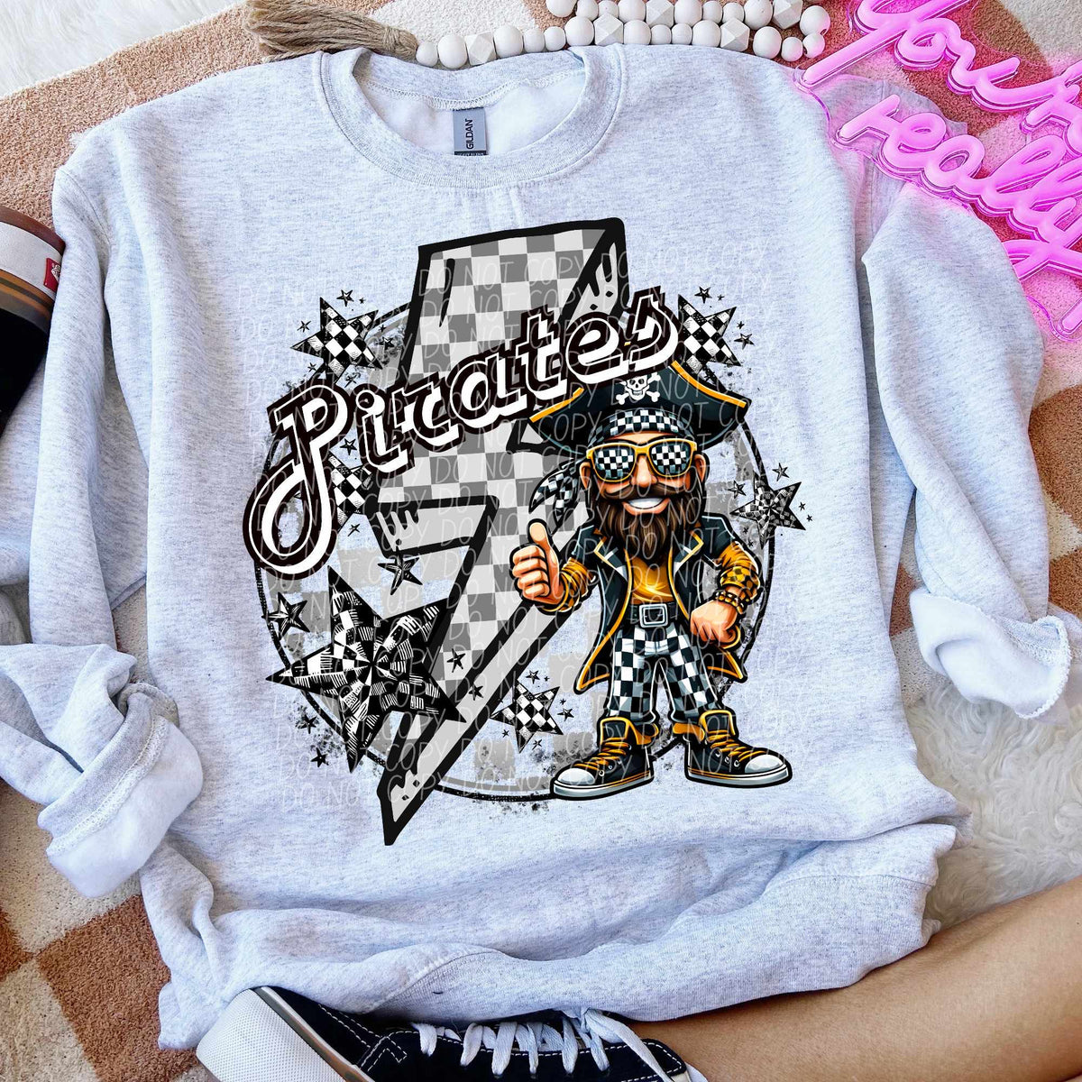Pirates checkered pants lightning bolt (CITY) 52448 DTF transfer