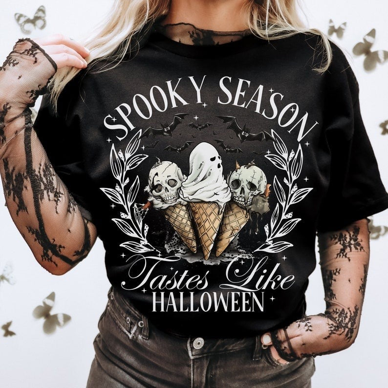 Spooky season taste like Halloween white font 50991 DTF transfer