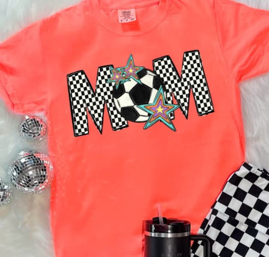 Mom checkered with soccer (S&G) 87072 DTF transfer