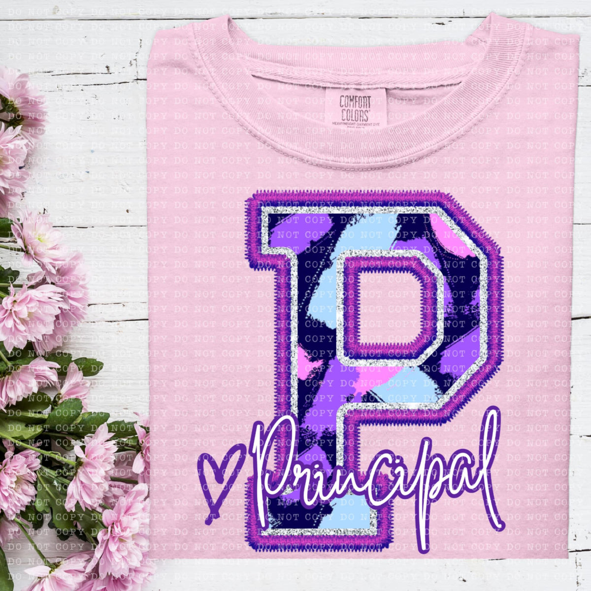 P principal purple brushstrokes (ECHT) 93989 DTF transfer