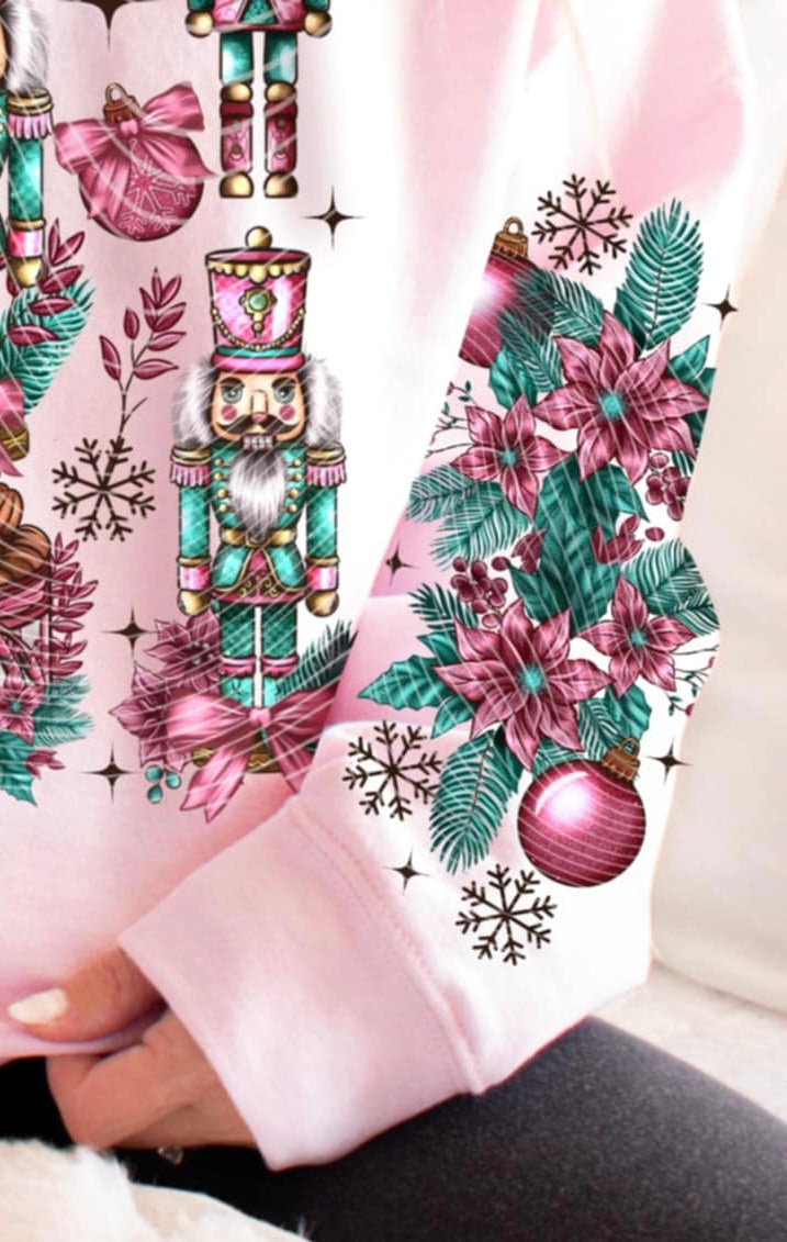 Pink and Teal Nutcracker SLEEVE AG DTF transfer