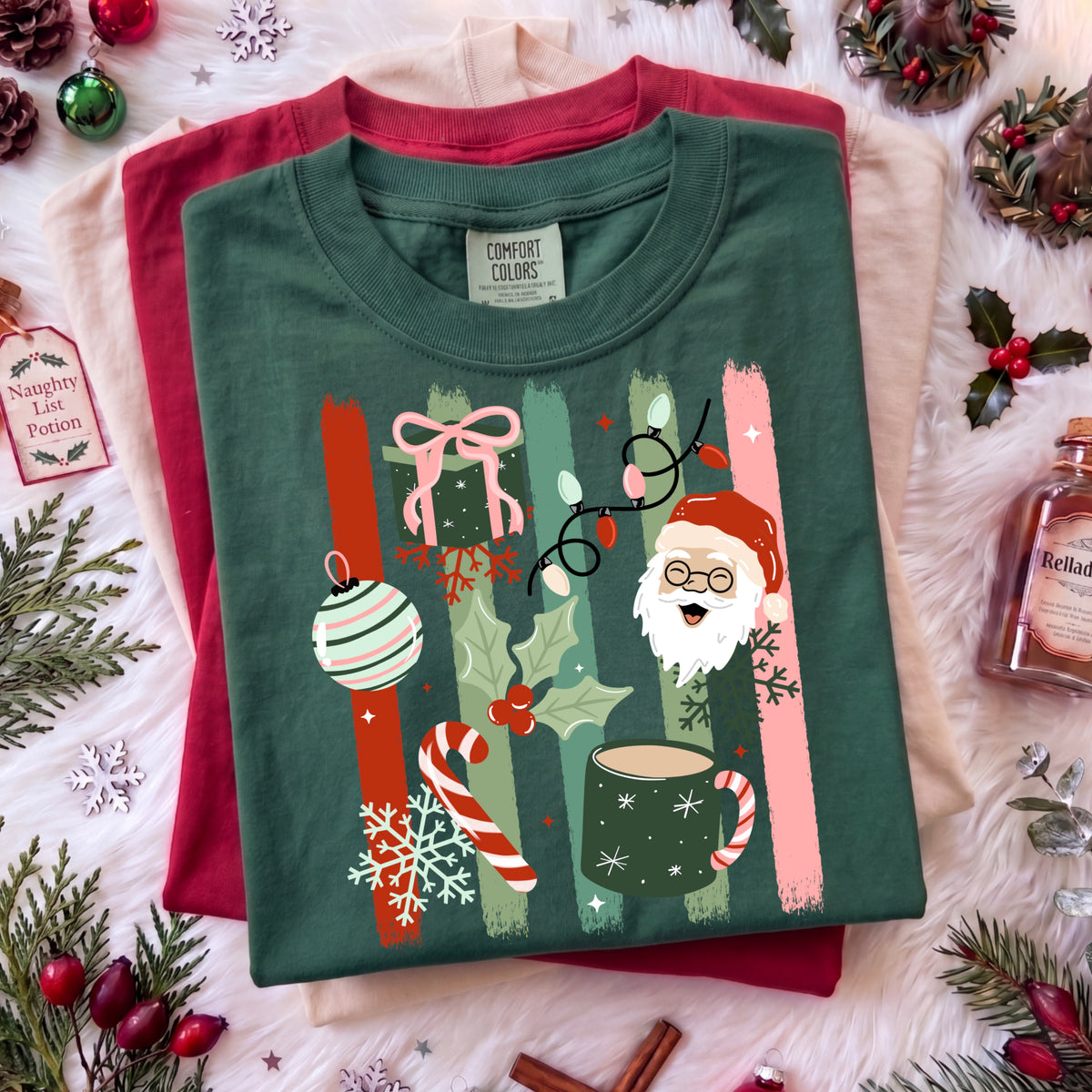 Christmas Santa stripes (lighter skin tone) (CSC) DTF Transfer