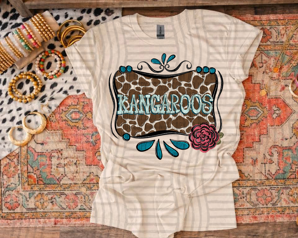 Kangaroos Cowhide & Turquoise Mascots (Caplinger) DTF transfer