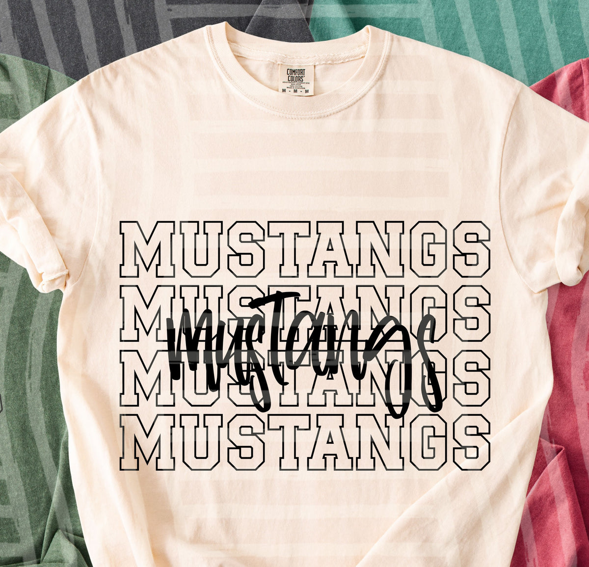 mustangs simple stacked outlines (Caplinger) DTF Transfer