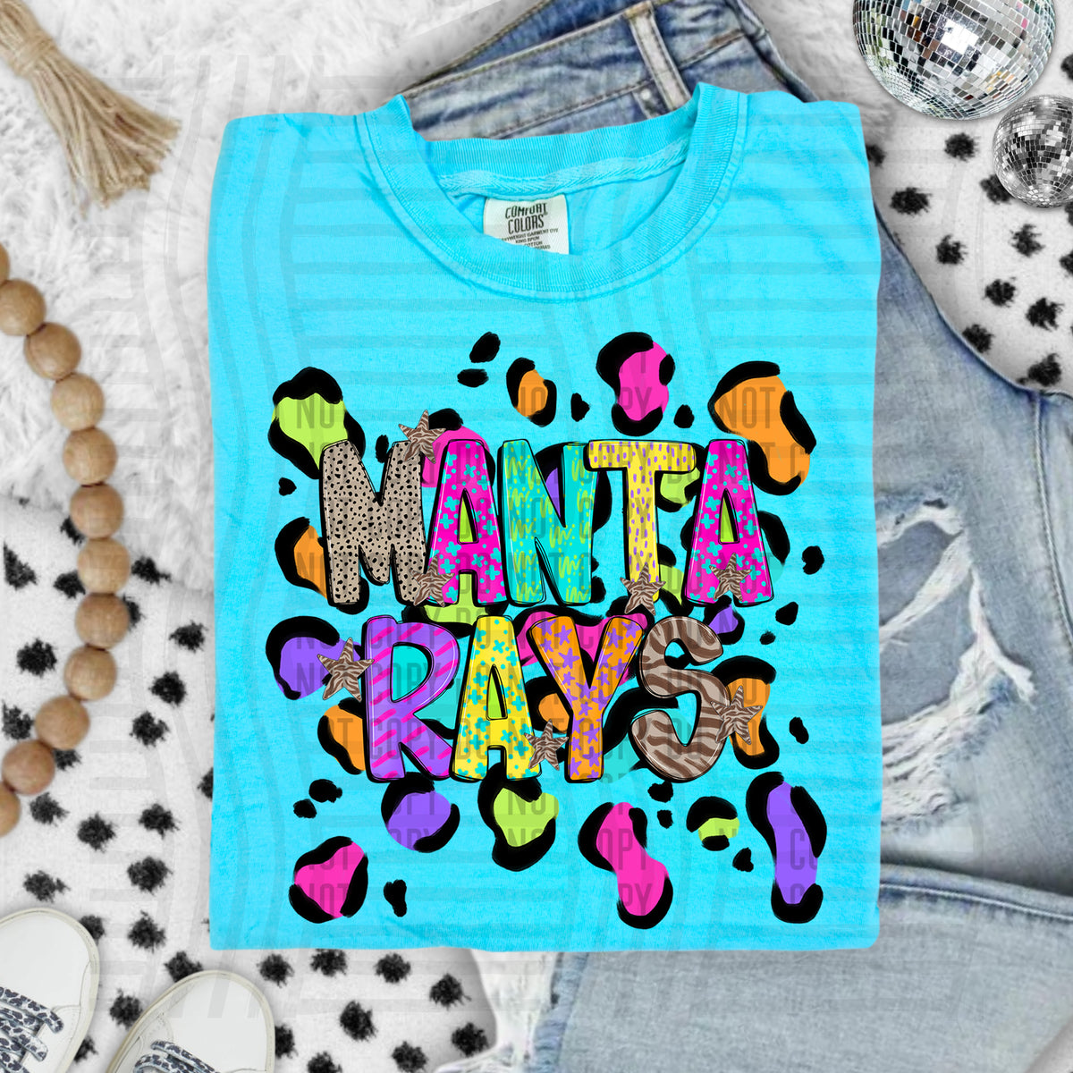 Manta rays Funky Mix Up Leopard Mascot (Caplinger) DTF transfer