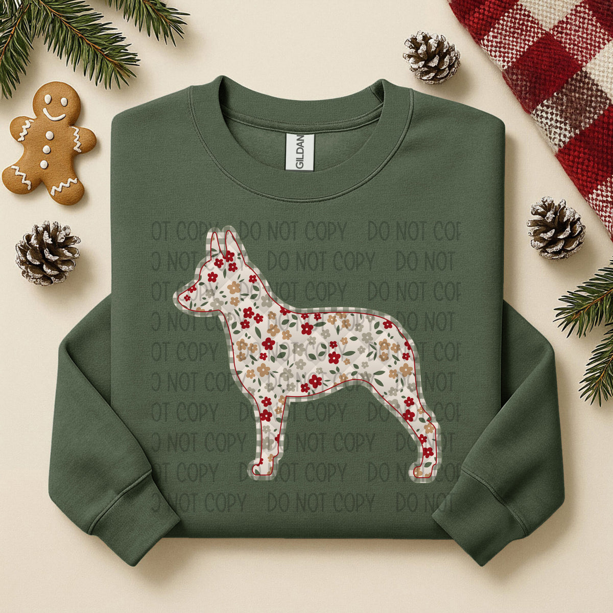 Australian Cattle Dog Docked Floral (SWD) DTF TRANSFER