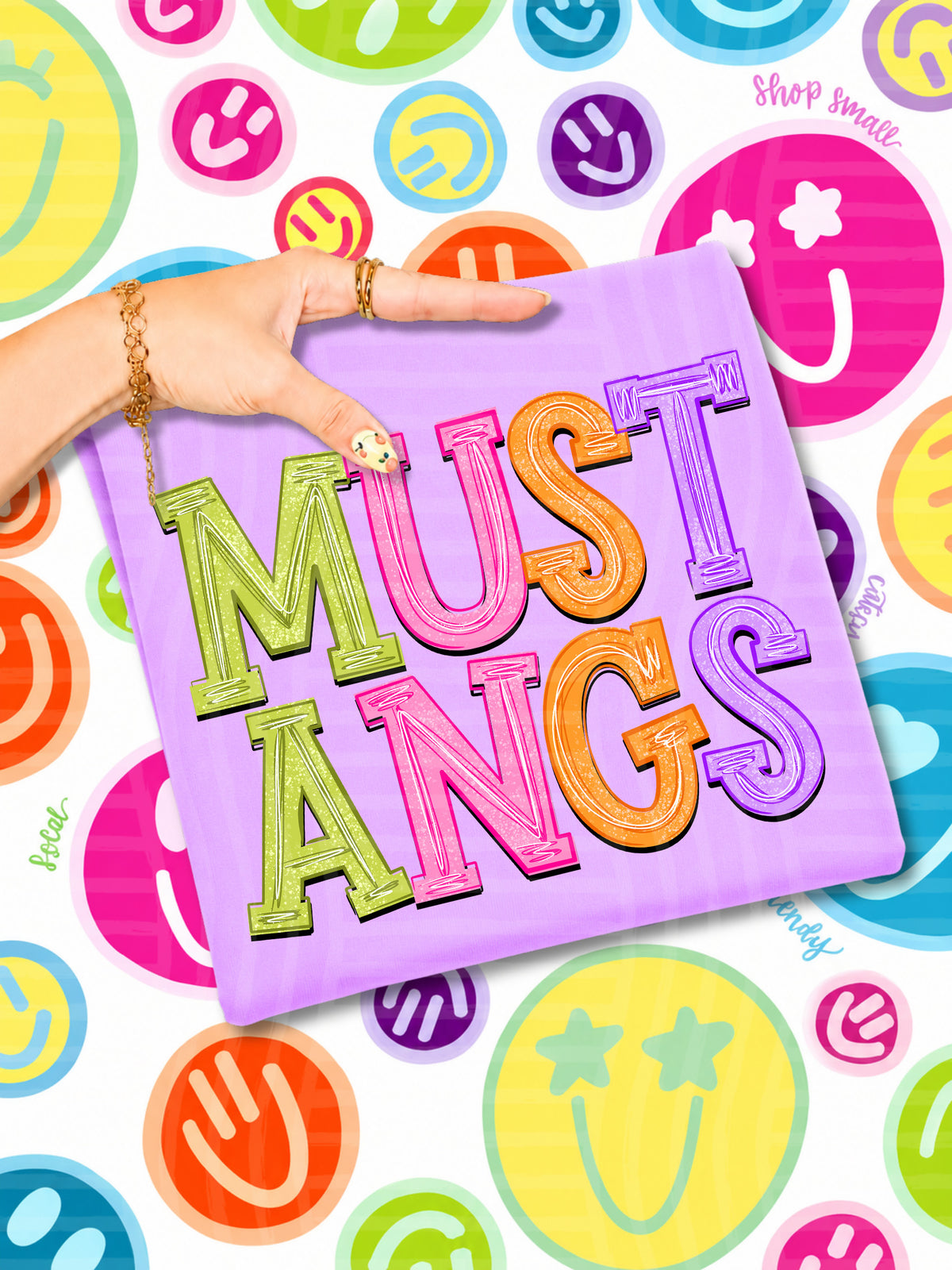 mustangs simply colorful stacked (Caplinger) DTF Transfer
