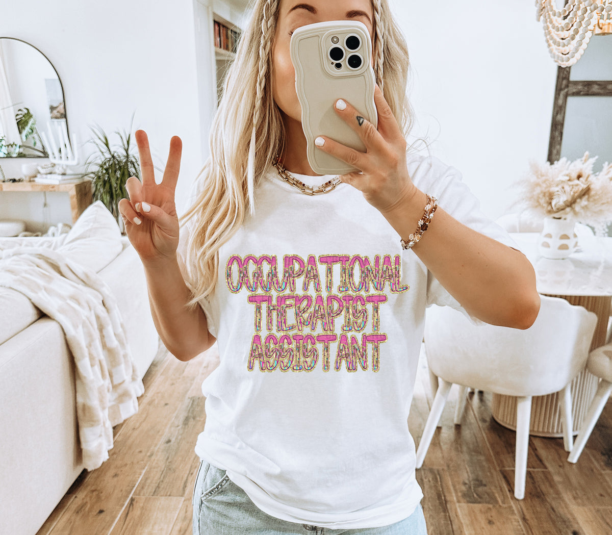Pink and Leopard OCCUPATIONAL THERAPIST ASSISTANT (Caplinger) DTF transfer