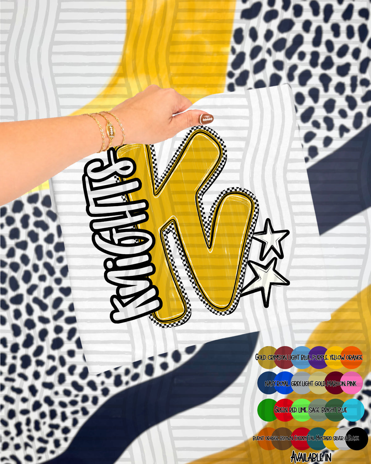 Knights Checker Crush Yellow (Caplinger) DTF transfer