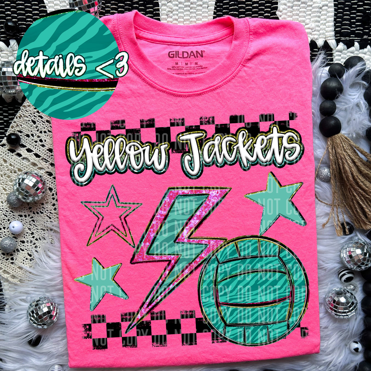Yellow Jackets Rainbow Volleyball (Caplinger) 97309 DTF transfer