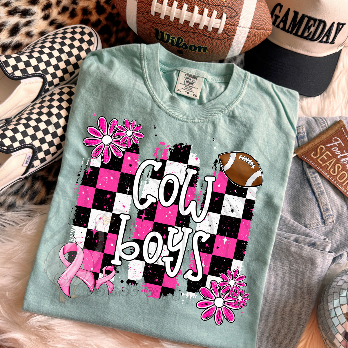 Cowboys Pink Checker Mascot (DKD) DTF Transfers